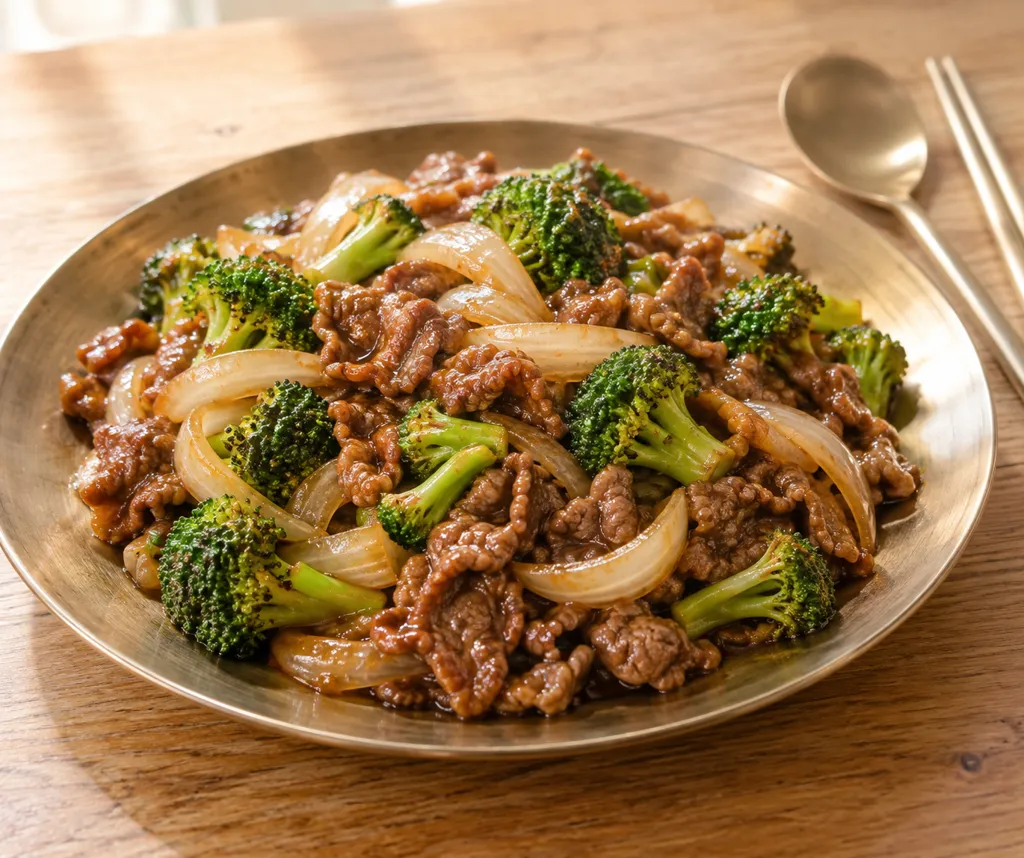 牛こま肉とブロッコリーの味噌炒めの完成イメージ