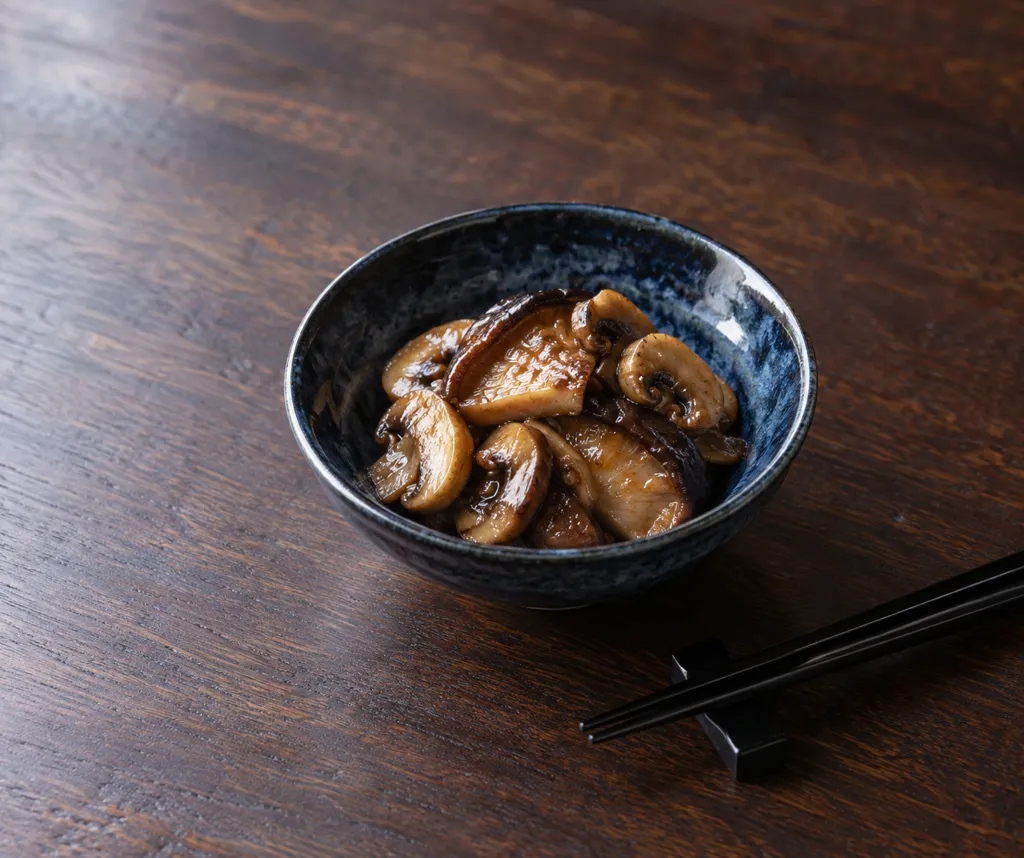 しいたけとマッシュルームの味噌醤油焼きの完成イメージ
