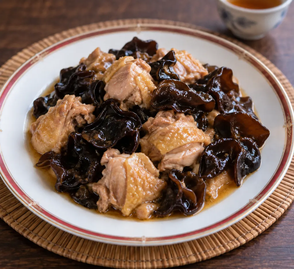 鶏もも肉ときくらげの中華蒸し鶏の完成イメージ