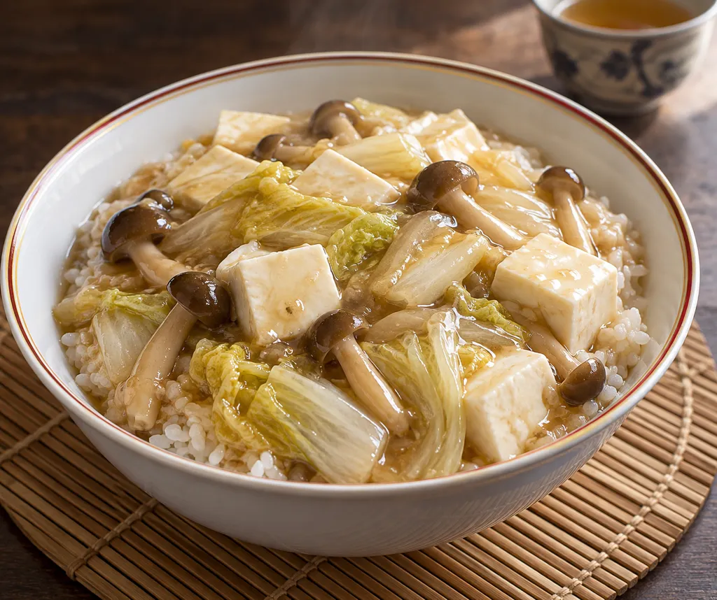 豆腐と白菜のあんかけ丼の完成イメージ