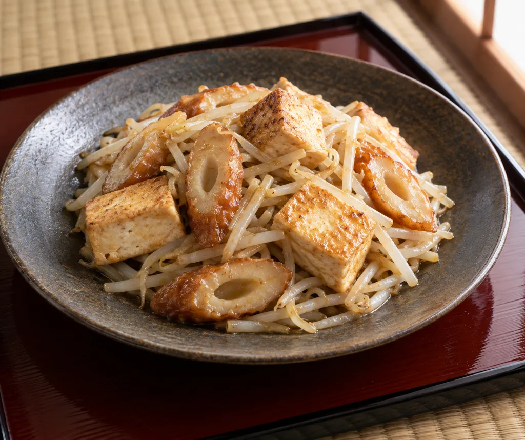 豆腐とちくわのしょうが醤油炒めの完成イメージ
