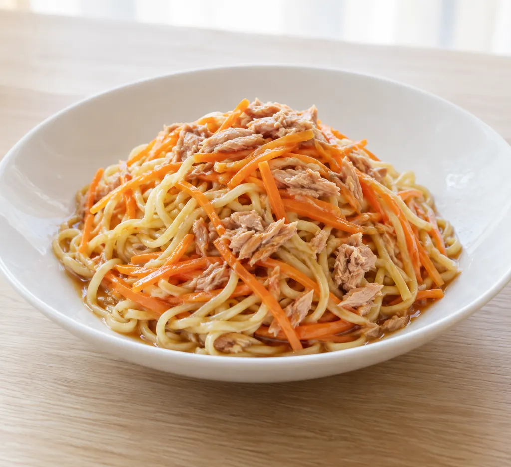 ツナとにんじんの冷やし中華の完成イメージ