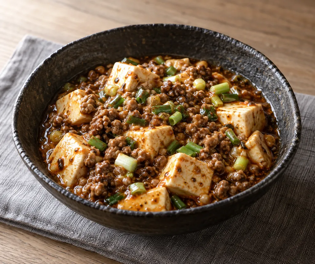 合いびき肉とねぎの麻婆豆腐の完成イメージ