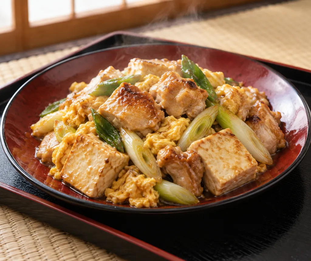 鶏もも肉とねぎの豆腐チャンプルーの完成イメージ
