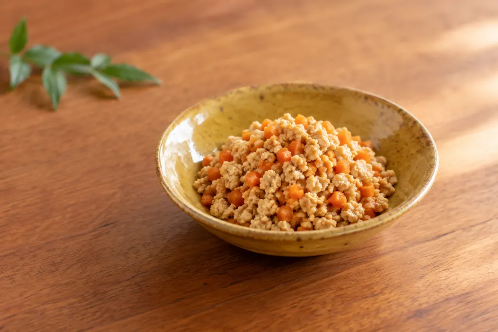 豆腐とにんじんの甘辛そぼろの完成イメージ