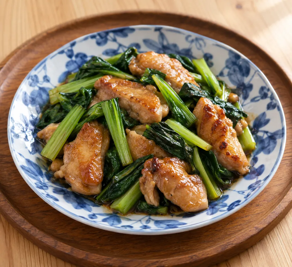 鶏もも肉と小松菜のレモン醤油焼きの完成イメージ