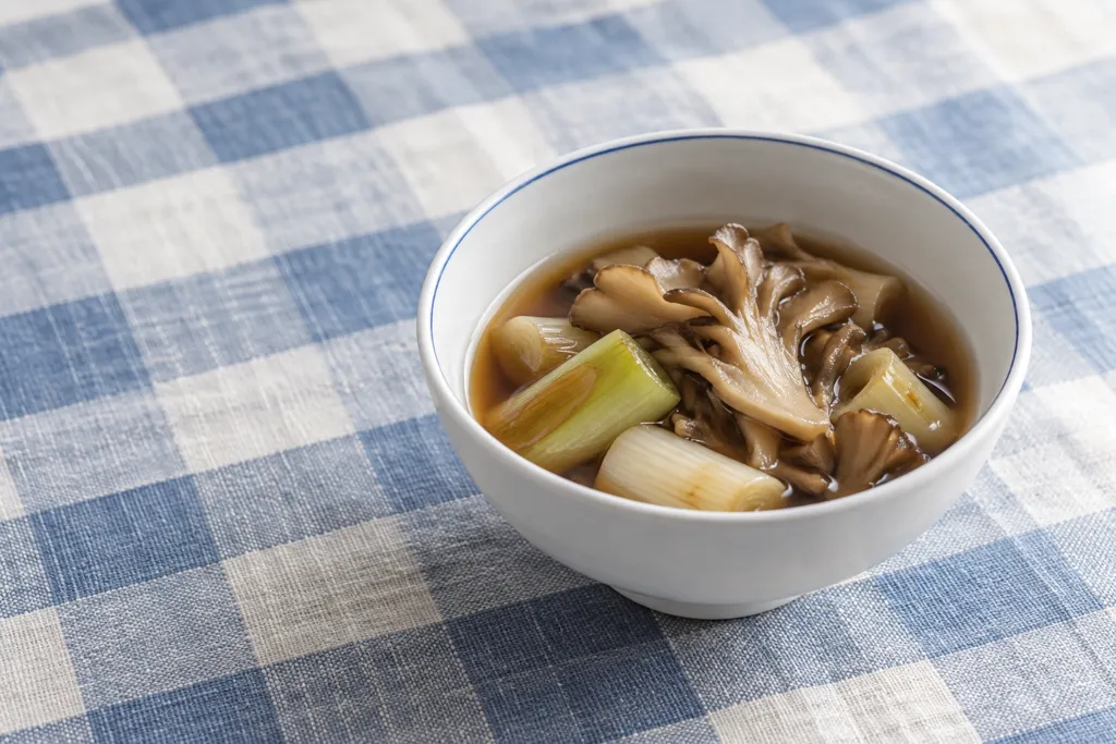 ねぎとまいたけのレンジ煮びたしの完成イメージ