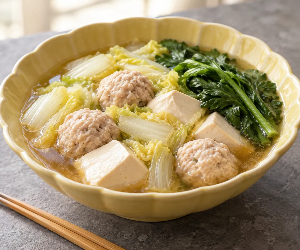 鶏団子と白菜の中華寄せ煮の完成イメージ