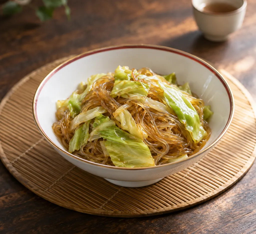 春雨とキャベツの中華炒めの完成イメージ