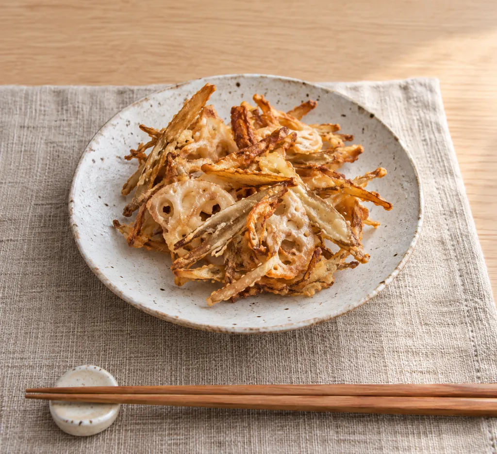 ごぼうとれんこんの醤油かき揚げの完成イメージ