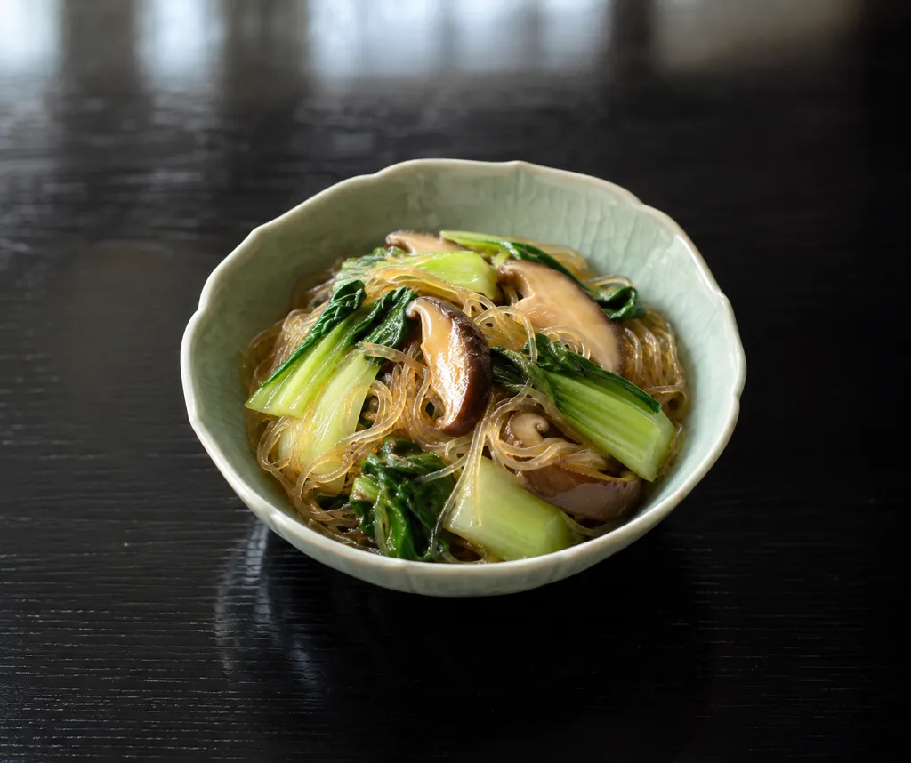 チンゲン菜としいたけの春雨中華炒めの完成イメージ