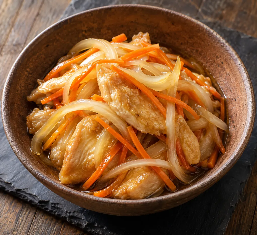 鶏むね肉と玉ねぎの南蛮漬けの完成イメージ