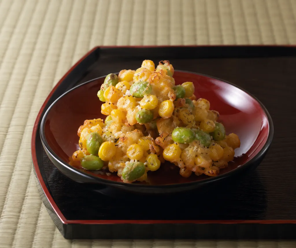 玉ねぎと枝豆のかき揚げの完成イメージ