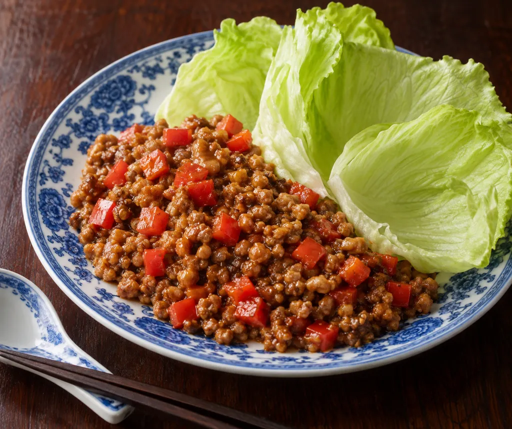 豚ひき肉とパプリカの中華レタス包みの完成イメージ