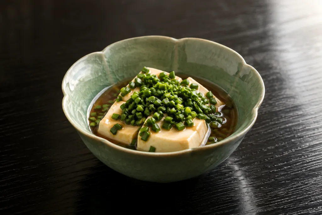 豆腐とニラの温豆腐中華だれの完成イメージ