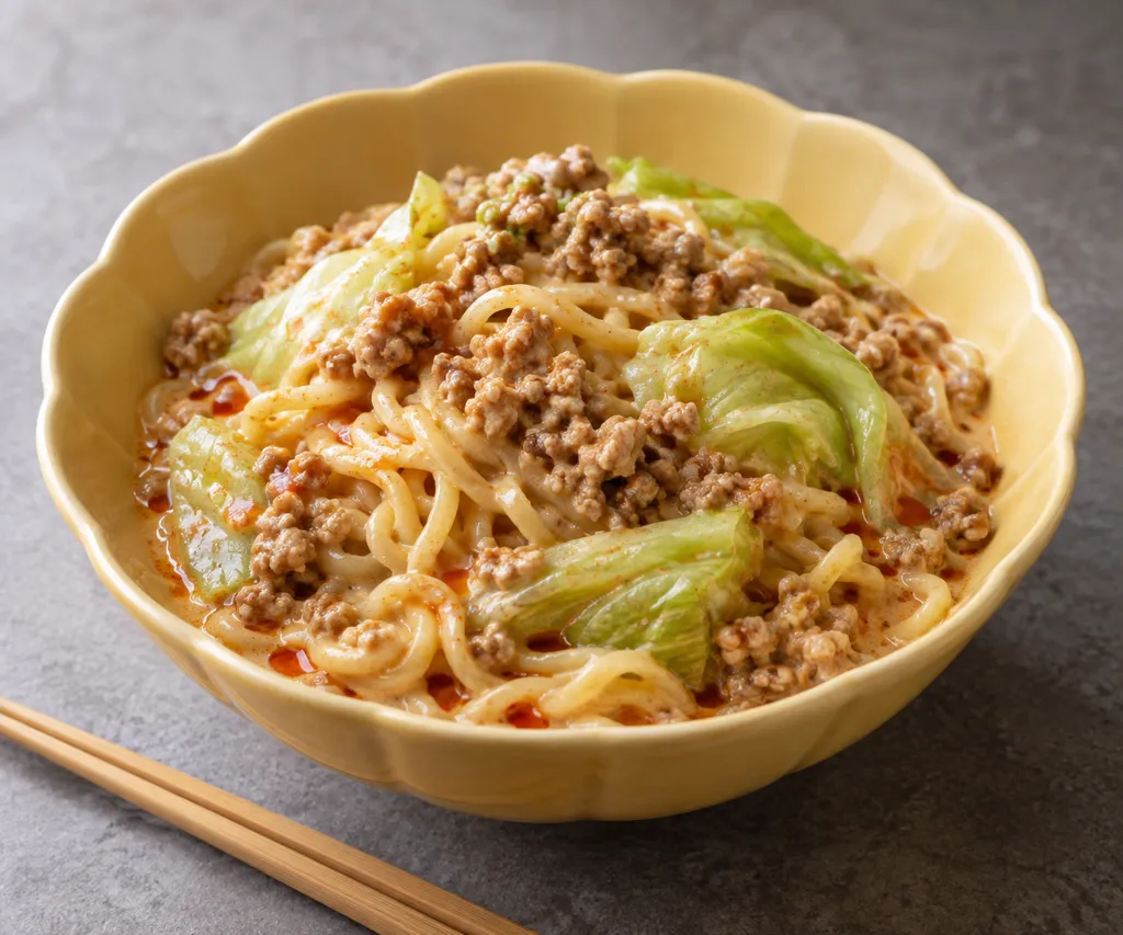 レタスと豚ひき肉の担々麺の完成イメージ