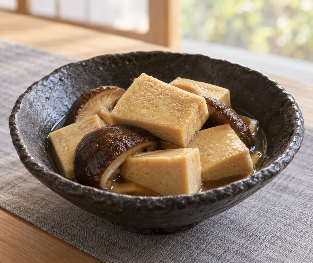高野豆腐としいたけの煮つけの完成イメージ
