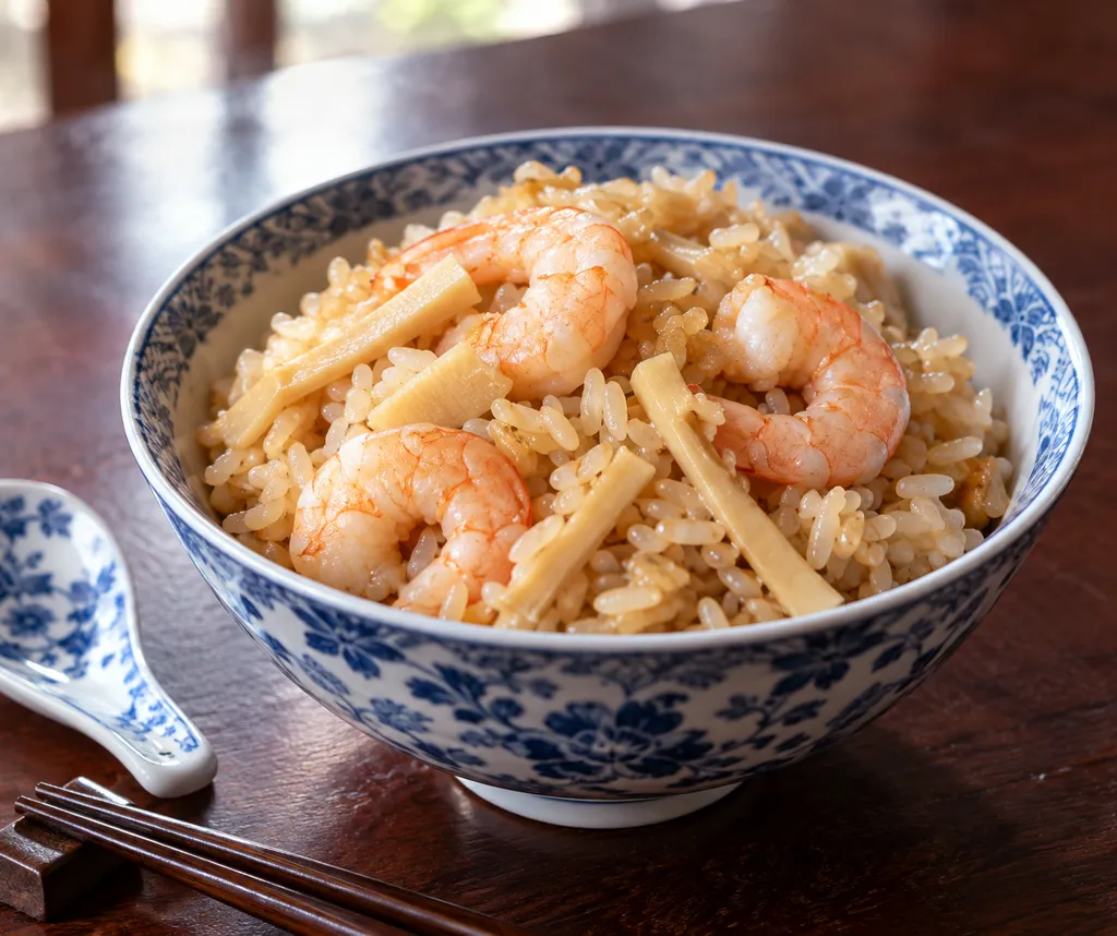えびとたけのこの中華炊き込みご飯の完成イメージ