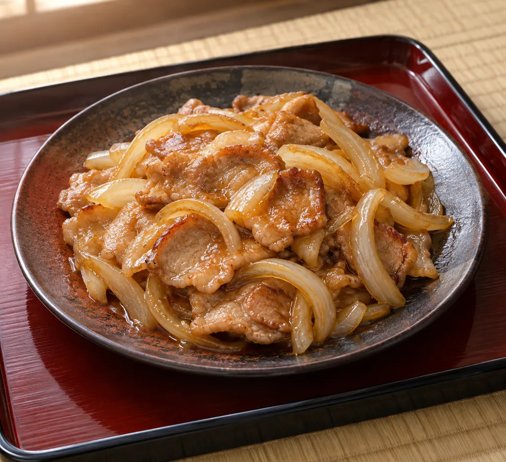 豚ロースと玉ねぎのバター醤油焼きの完成イメージ