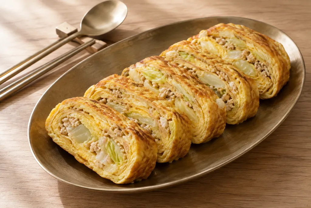 白菜と鶏ひき肉の韓国卵焼きの完成イメージ