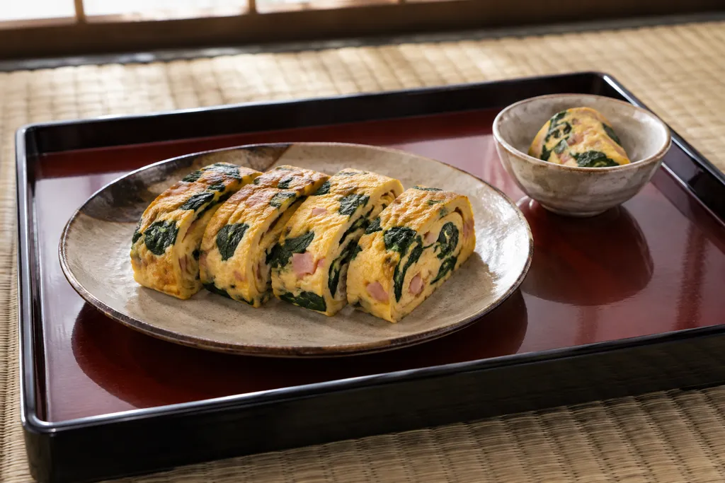 ほうれん草とハムの厚焼き卵の完成イメージ