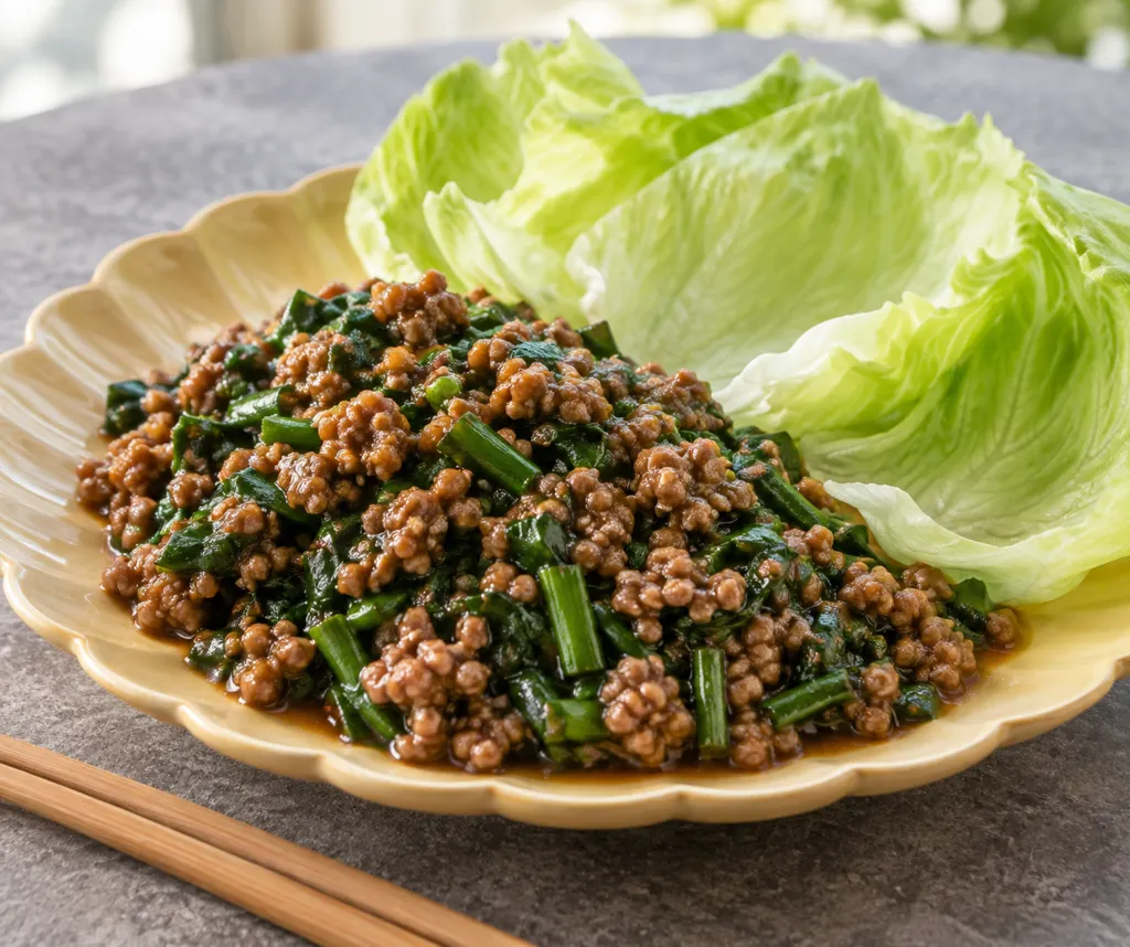 豚ひき肉とニラの中華レタス包みの完成イメージ
