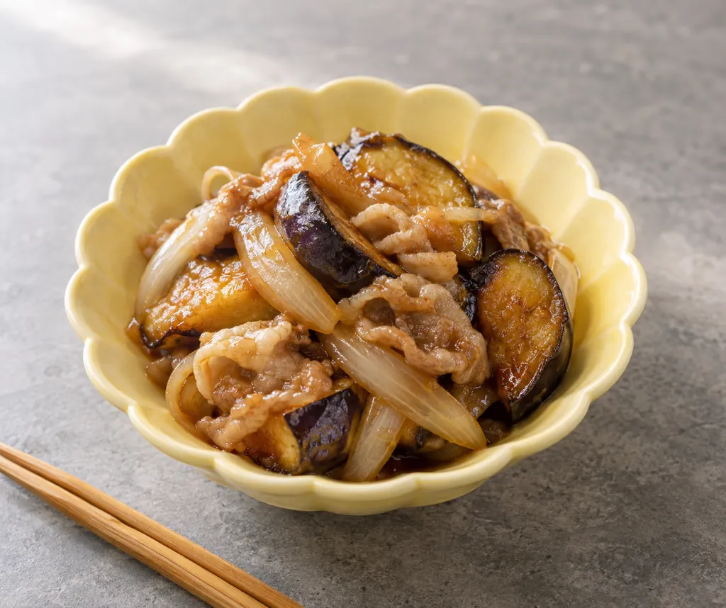 なすと豚バラの中華甘酢揚げ焼きの完成イメージ