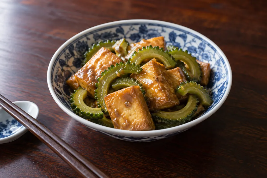 厚揚げとゴーヤの中華味噌甘酢焼きの完成イメージ