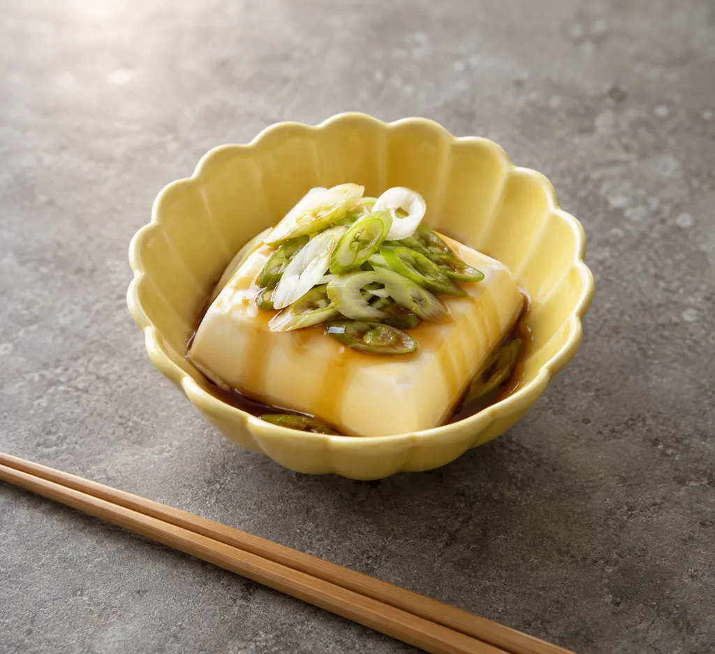 絹ごし豆腐とねぎの中華酢醤油だれの完成イメージ