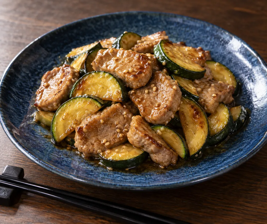 豚ヒレ肉とズッキーニのごま炒めの完成イメージ