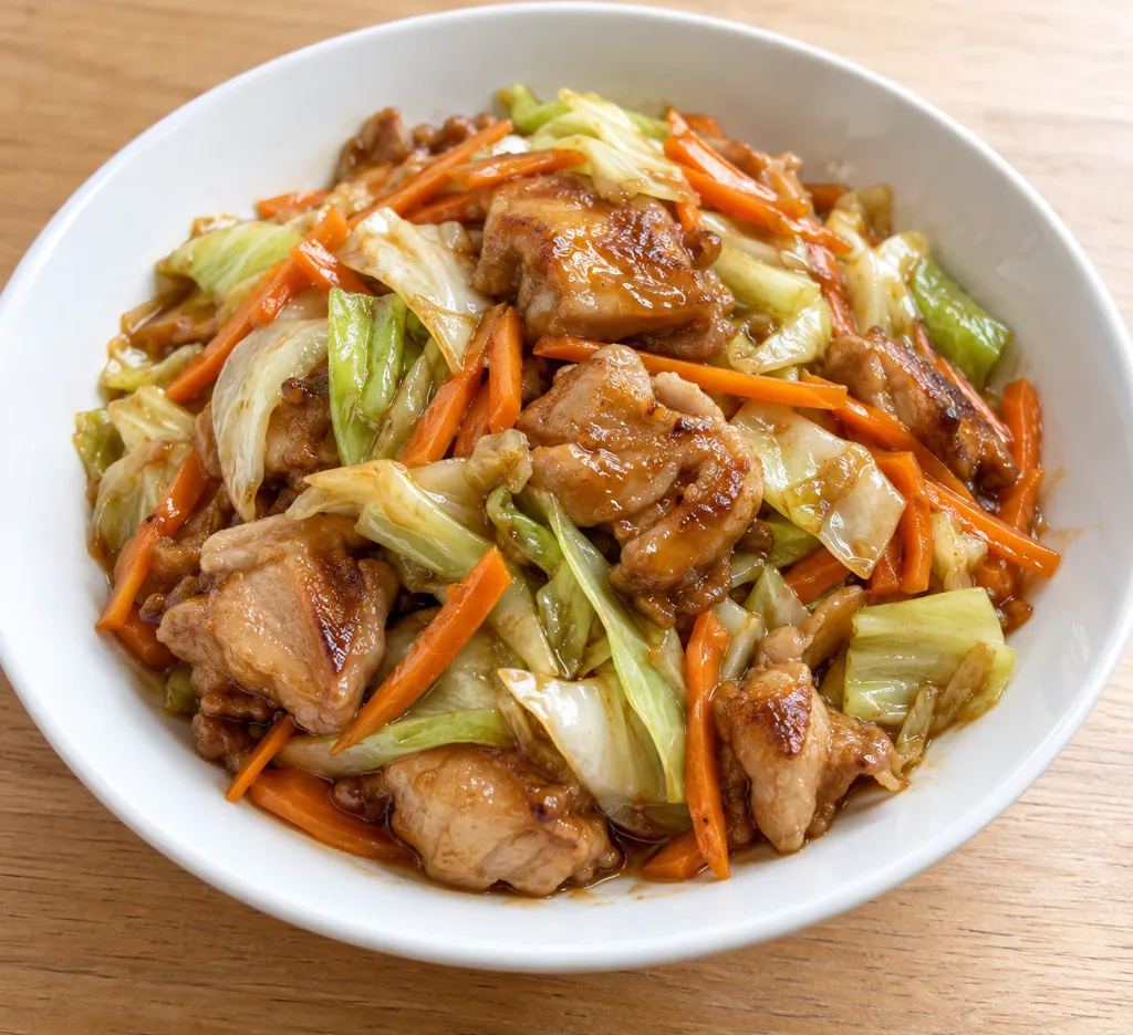 鶏もも肉とキャベツの中華炒めの完成イメージ
