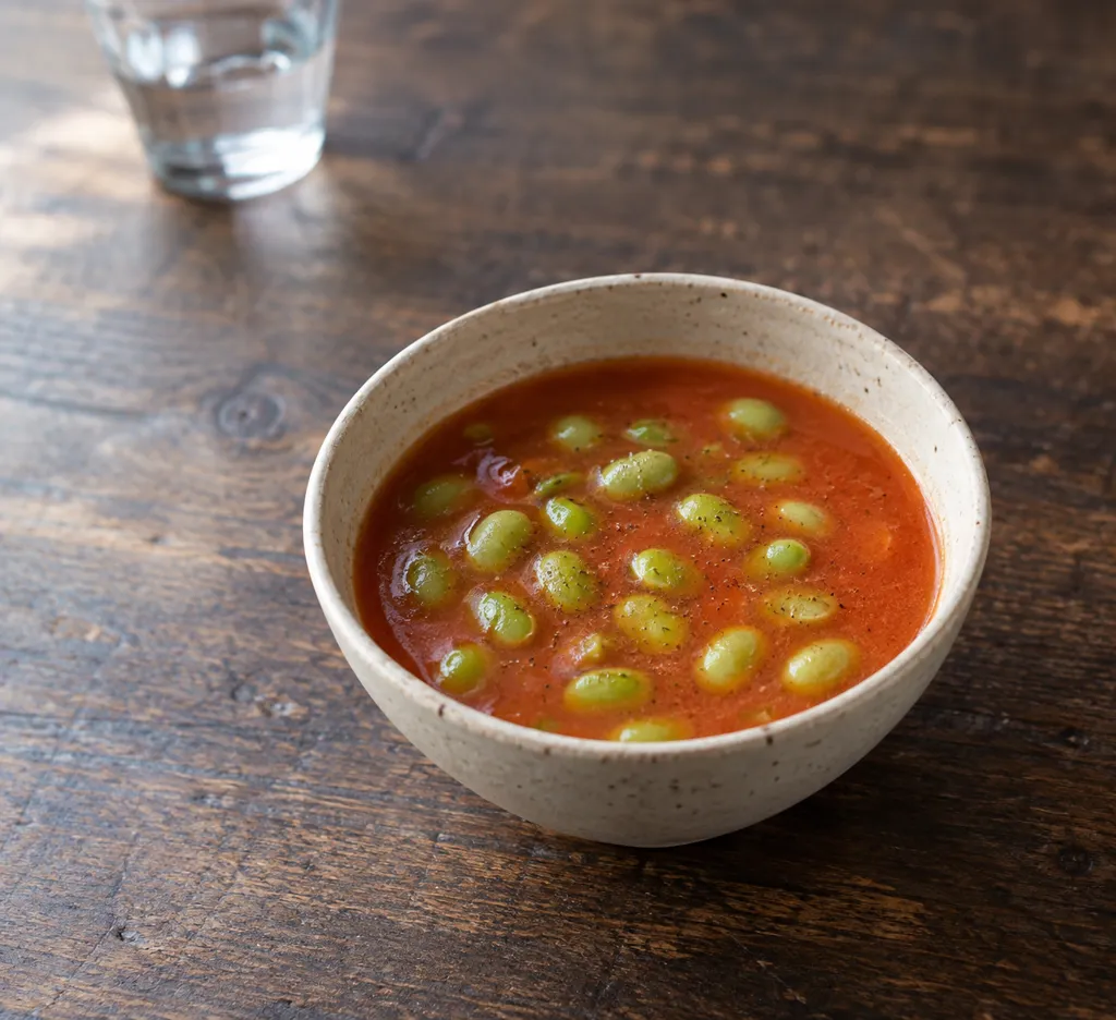 枝豆のケチャップスープの完成イメージ