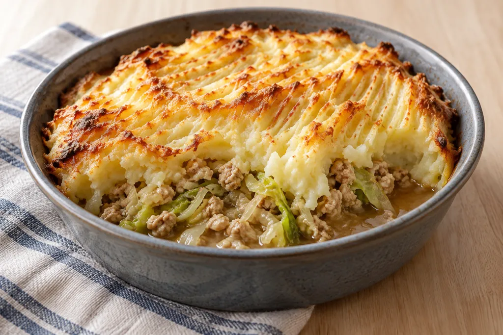 鶏ひき肉とキャベツのミートポテト焼きの完成イメージ