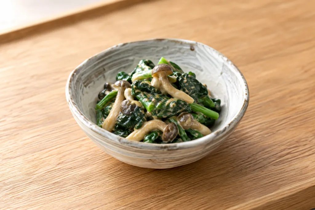 ほうれん草としめじの酢味噌和えの完成イメージ