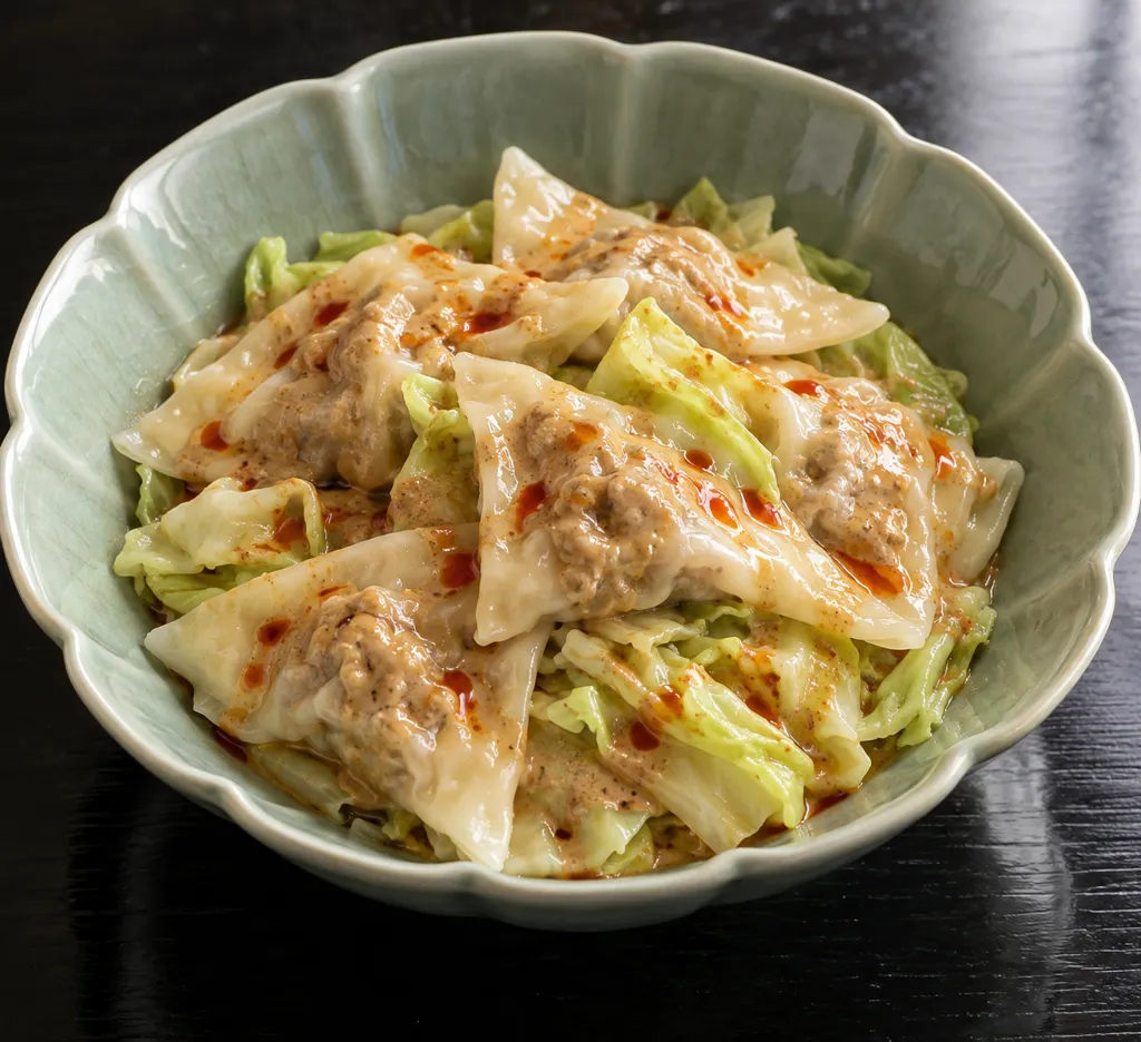 豚とキャベツのごまだれワンタンの完成イメージ