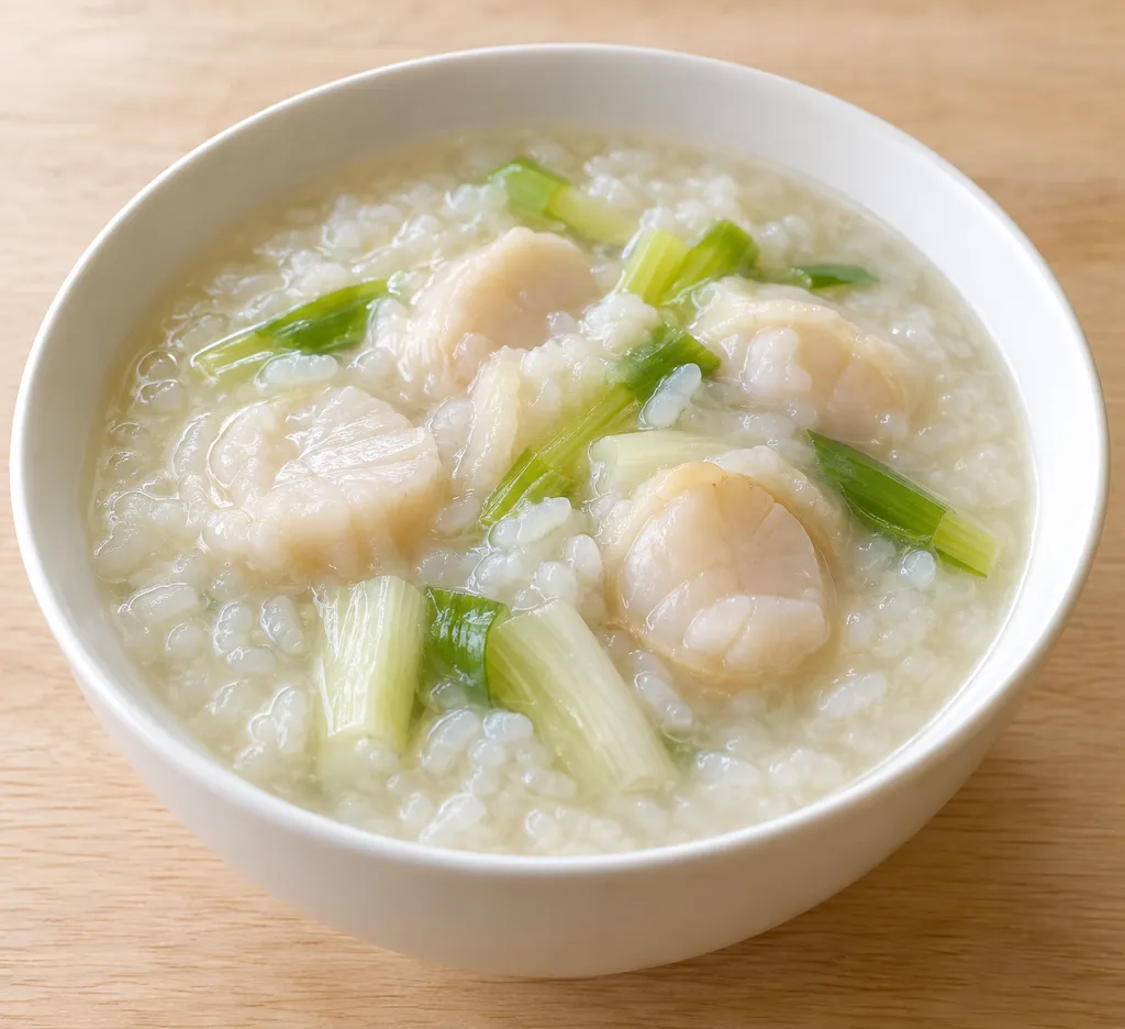 ほたてとねぎの中華粥の完成イメージ