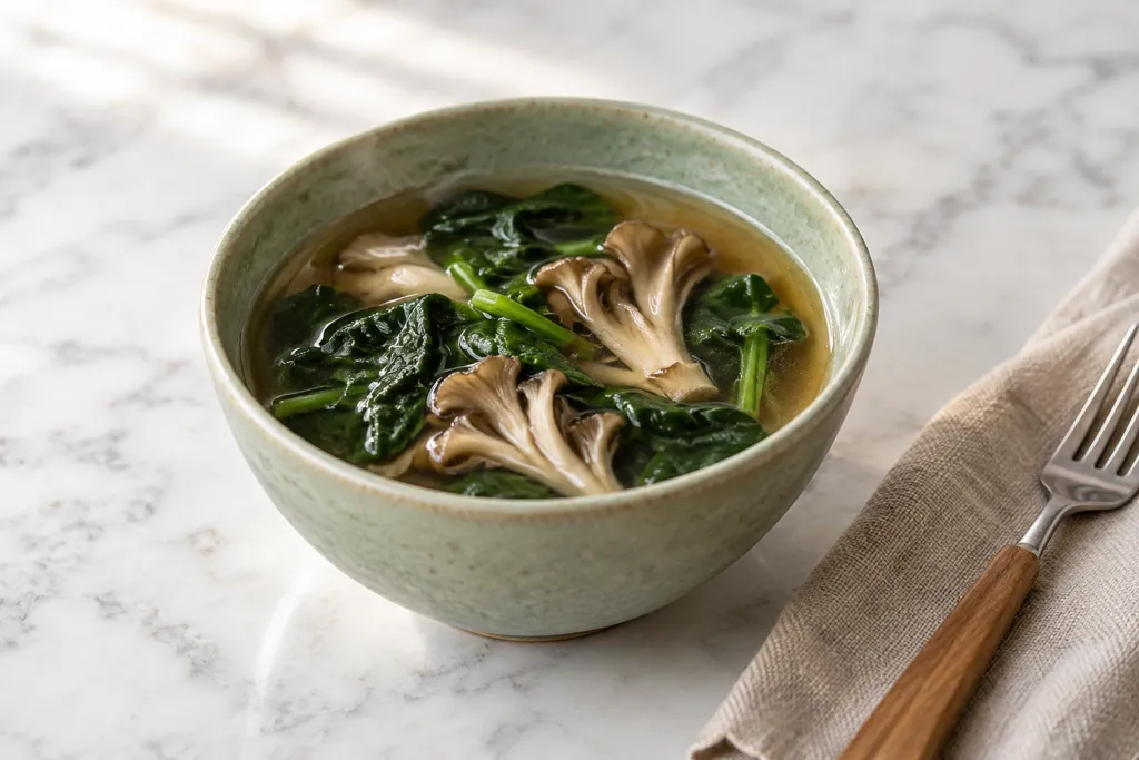 ほうれん草とまいたけのスープの完成イメージ