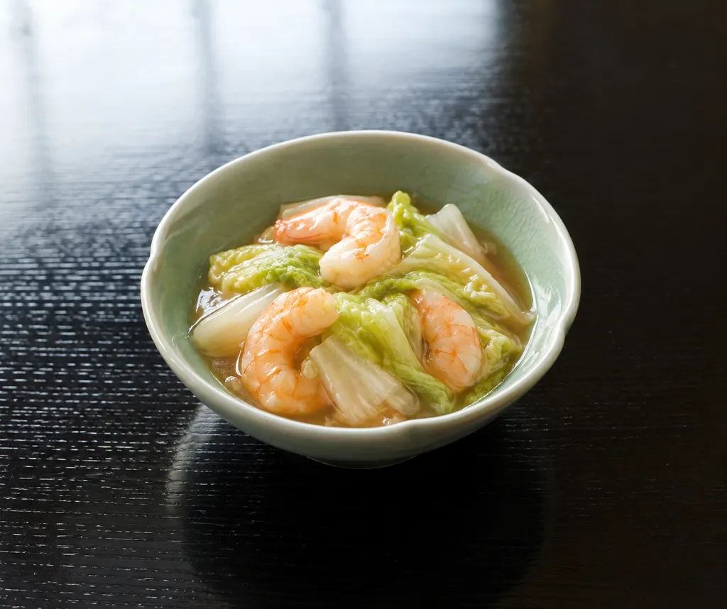 白菜とえびの中華蒸しの完成イメージ