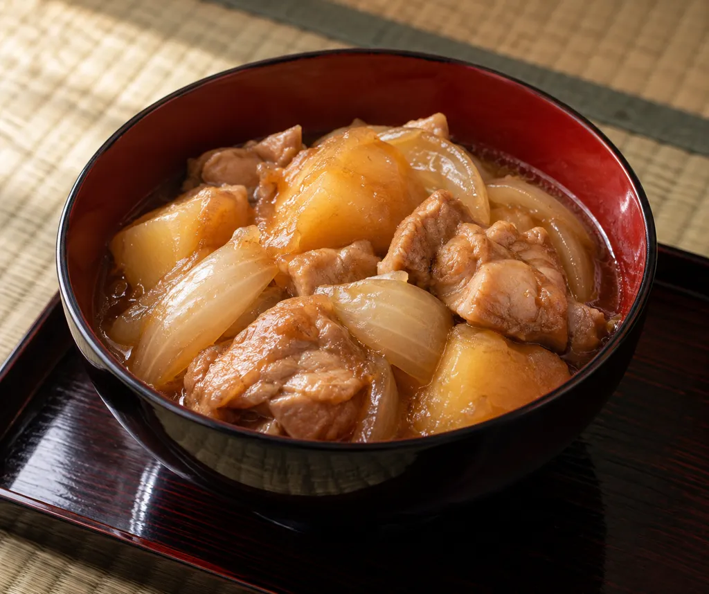 鶏もも肉と玉ねぎの肉じゃがの完成イメージ