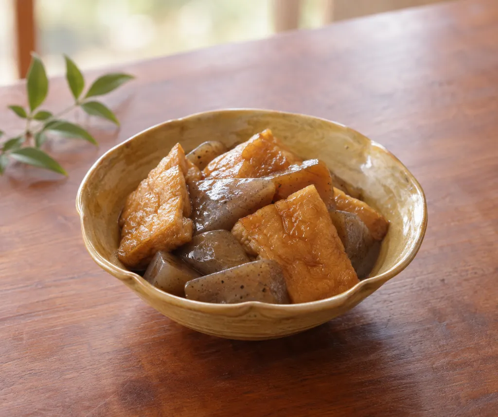 油揚げとこんにゃくの甘辛煮の完成イメージ