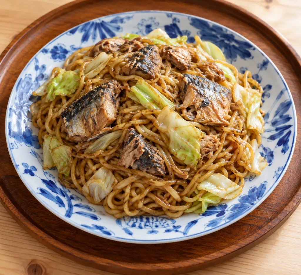 さばとキャベツの焼きそばの完成イメージ
