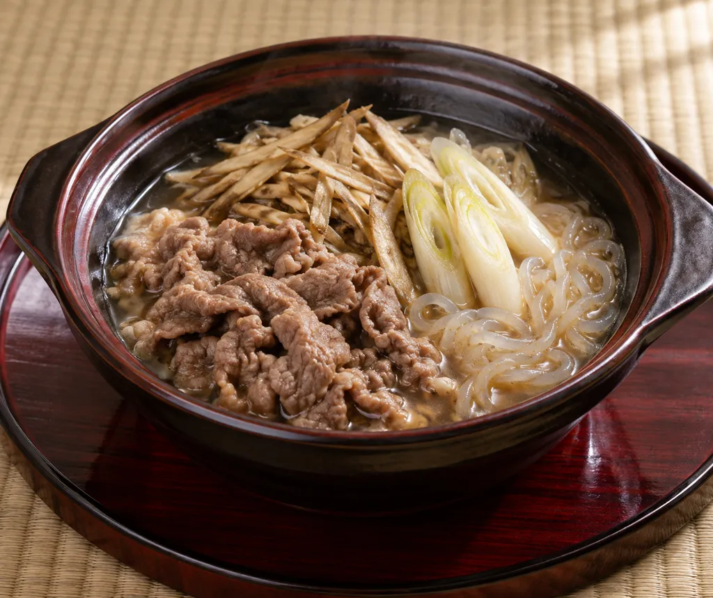 牛薄切り肉とごぼうの寄せ鍋の完成イメージ