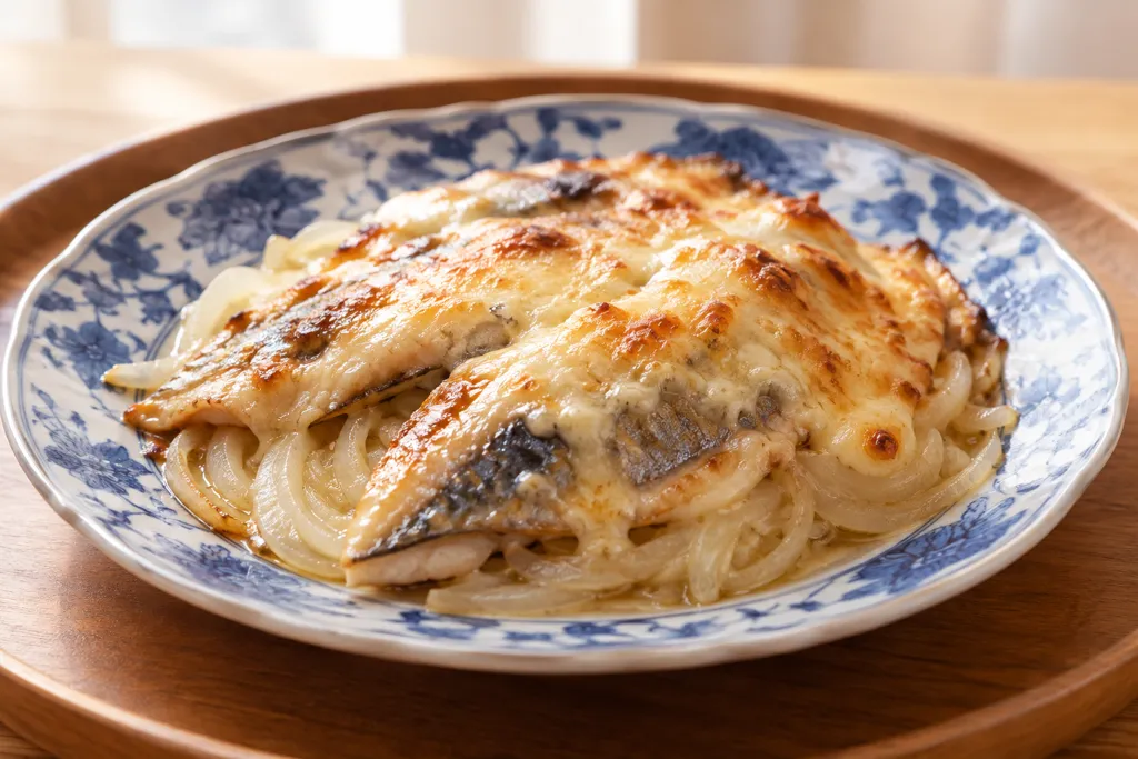 あじと玉ねぎの醤油マヨチーズ焼きの完成イメージ
