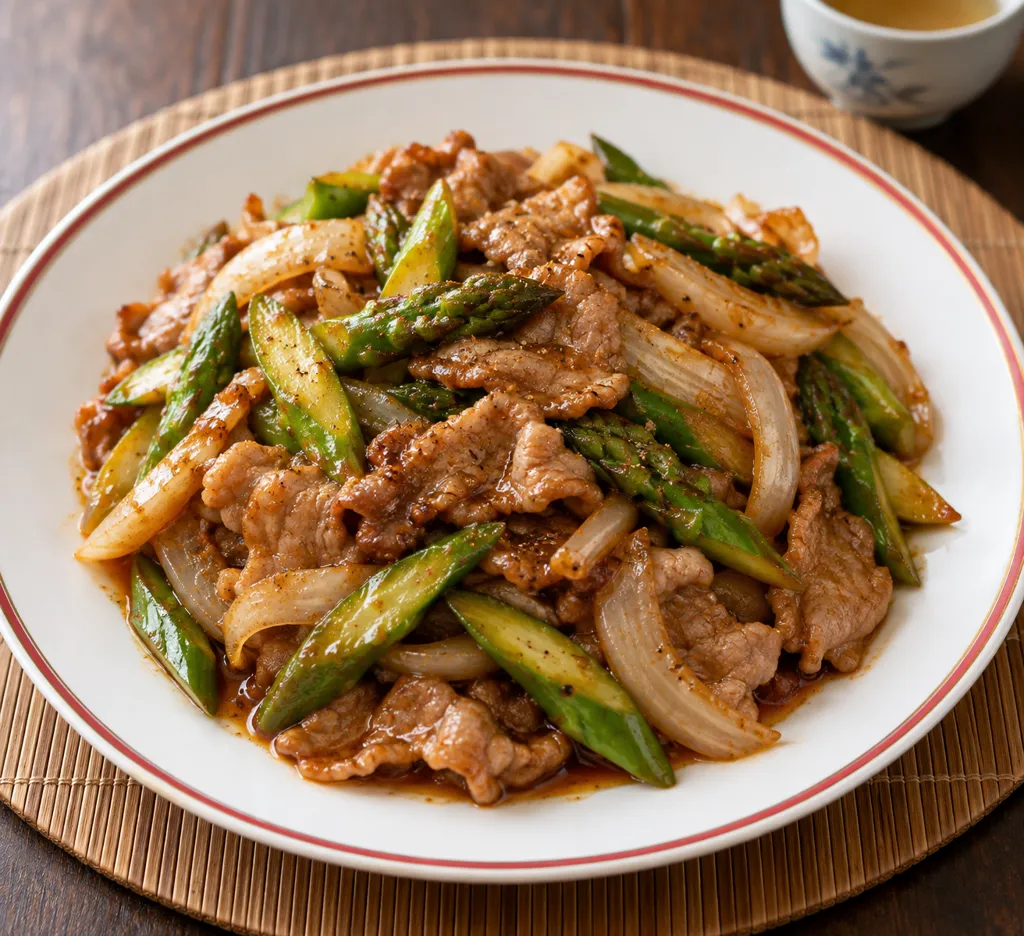 豚肉とアスパラの四川風炒めの完成イメージ