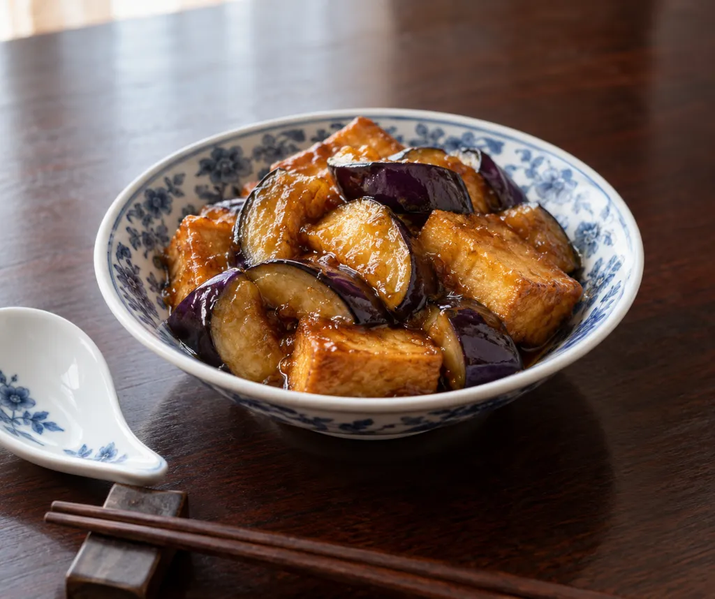 なすと厚揚げの中華甘酢揚げ焼きの完成イメージ