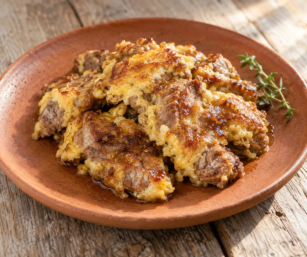 ラム肉のにんにく醤油ピカタの完成イメージ