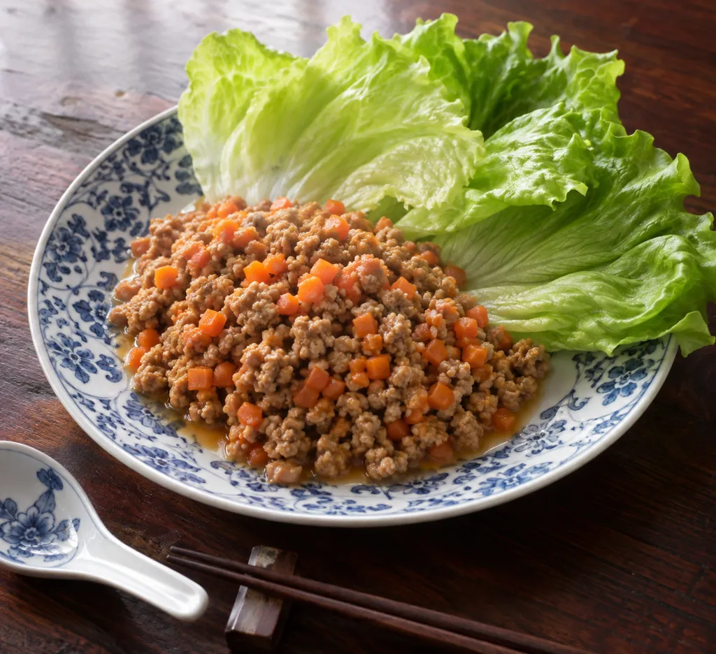 豚ひき肉とにんじんの中華レタス包みの完成イメージ