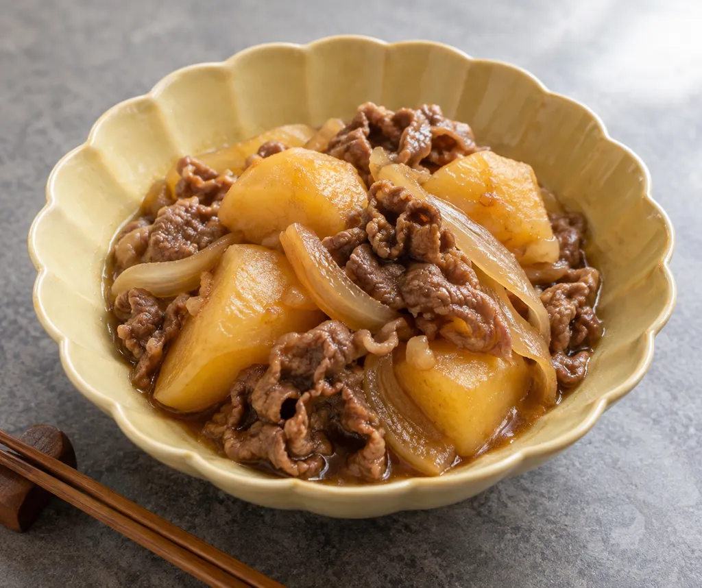 牛こま肉と玉ねぎの中華肉じゃがの完成イメージ