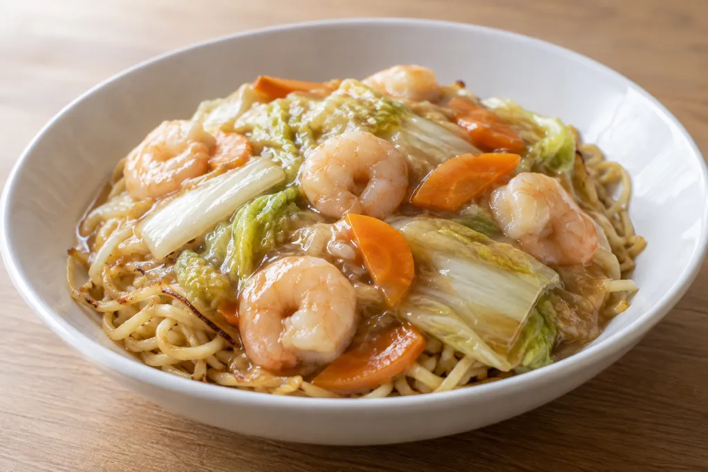 えびと白菜の中華あんかけ麺の完成イメージ