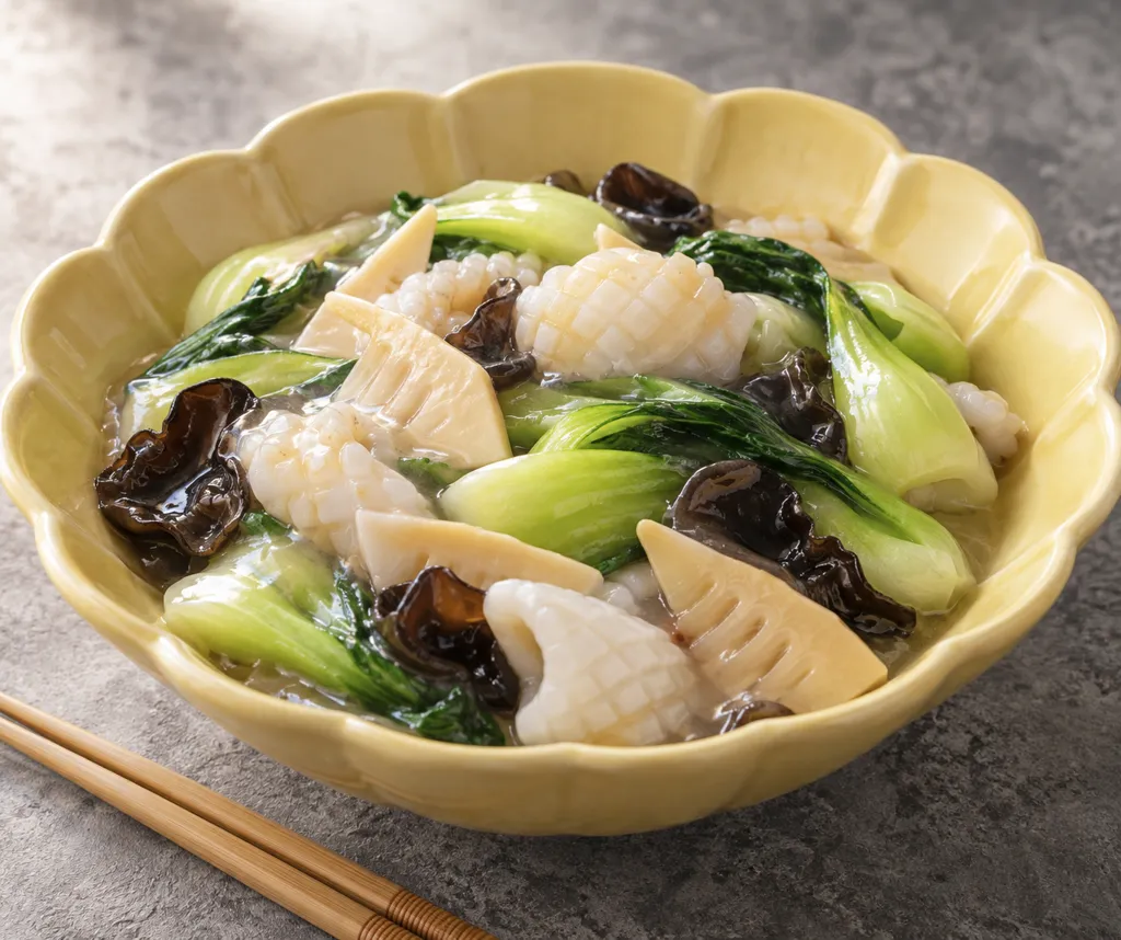 いかとチンゲン菜の八宝菜あんの完成イメージ